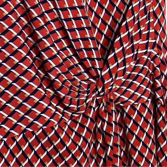 Banana Republic Factory Red Print Twist Faux Wrap Dress Women's Size M - Picture 3 of 14